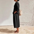 thumbnail image 7 of Linen Blazer and Pants Matching Set for Women Dressy Casual Work Jackets with Wide Leg Capris 2 Piece Business Outfits Black L, 7 of 7