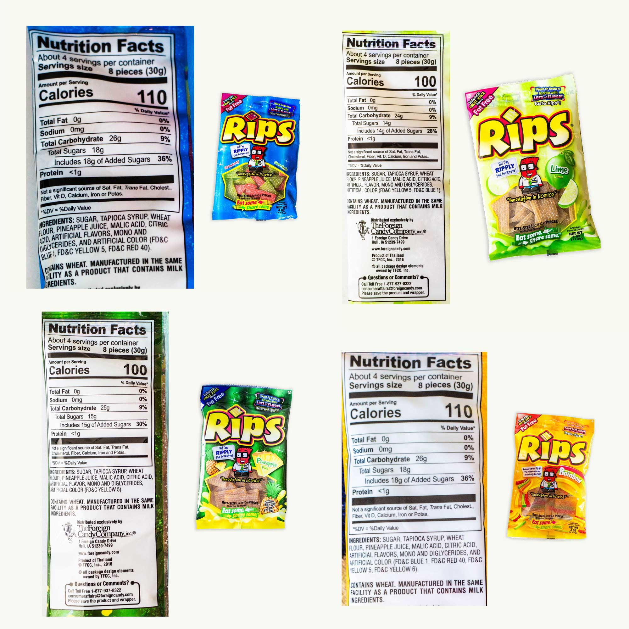 Rips Licorice Variety Pack - Watermelon, Strawberry Green Apple, Lime, Pineapple, Rainbow, Sunflower Seeds, Caramel Popcorn - 10 Items