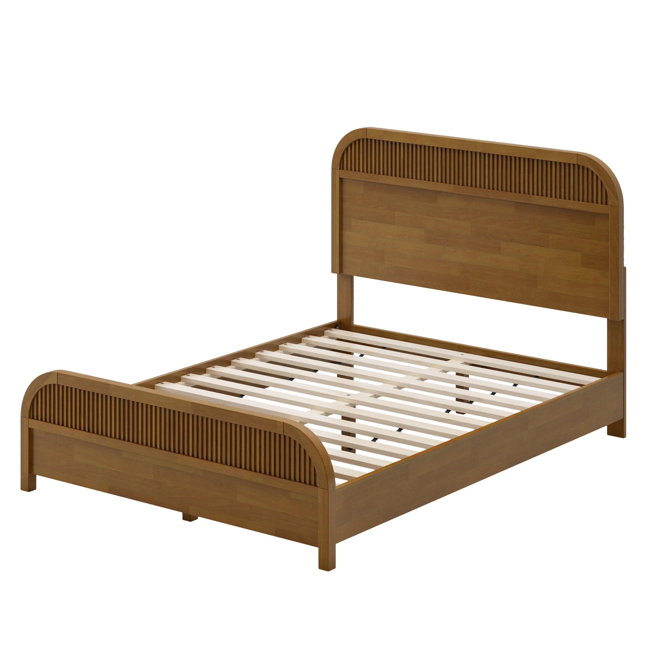 Christopher Knight Home Modern Queen Size Wooden Platform Bed Frame with Headboard, Blonde Oak Finish