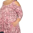 thumbnail image 4 of White Mark Women's Plus Size Snake Print Cold Shoulder Tunic, 4 of 6
