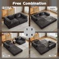 thumbnail image 4 of Convertible Floor Sofa Bed, Chenille Cloud Couch with Pillow Back & Armrest, Foldable Loveseat Sectional Sofa with Fixed-Shape Frame for Living Room, Black, 4 of 7