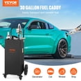 thumbnail image 2 of VEVOR 30 Gallon Fuel Caddy, Gas Storage Tank & 4 Wheels, with Manuel Transfer Pump, Gasoline Diesel Fuel Container for Cars, Lawn Mowers, ATVs, Boats, More, Black, 2 of 9