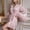 Pink, variant on Women Satin Robe Feather Trim Long Sleeve Wrap Bathrobe Elegant Loose Loungewear for Home Wedding Bridal Party Sleepwear White