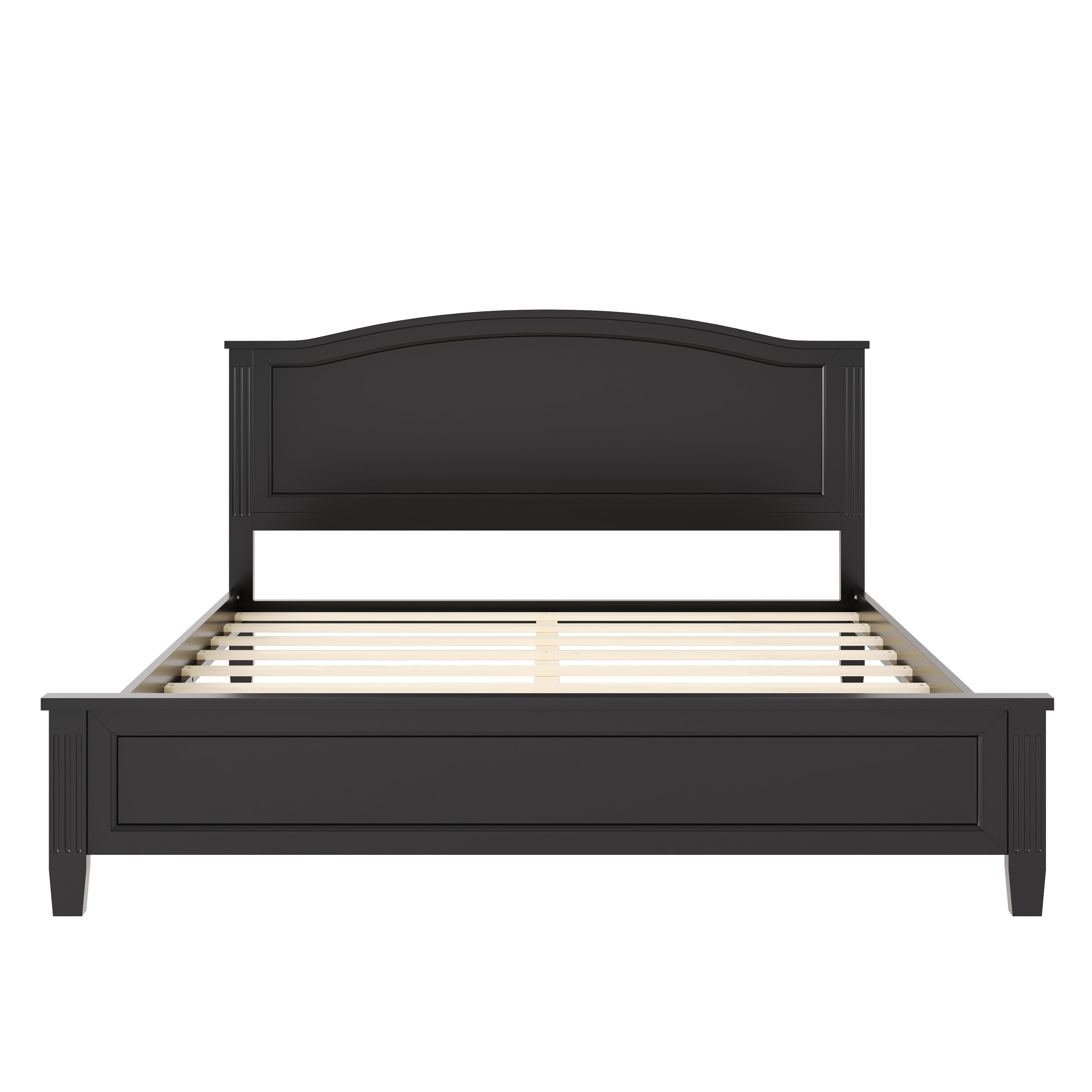 Euroco Wood King Size Wood Platform Bed, Black
