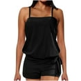 thumbnail image 1 of Trajes de baño tankini qucoqpe para mujer, trajes de baño de dos piezas lisos, trajes de baño holgados en liquidación, 1 of 1