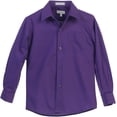 thumbnail image 3 of Boy's Classic Fit Long Sleeve Casual Button Down Toddler Kids Dress Shirt (Purple, 4), 3 of 3