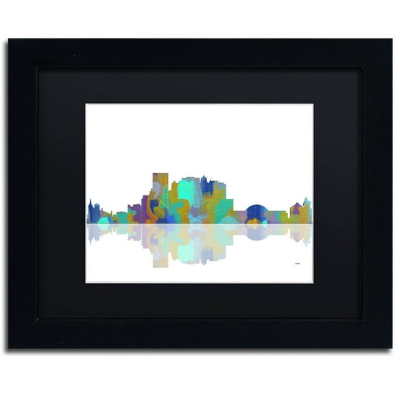 Trademark Fine Art "El Paso Texas Skyline" Canvas Art by Marlene Watson Black Matte, Black Frame
