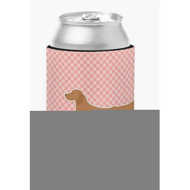 Golden Retriever Checkerboard Pink Can or Bottle Hugger