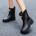 thumbnail image 4 of Rain Boots for Women Waterproof Mid Calf Rain Boots Wide Calf Garden Shoes Womens Rain Boots (Black 7), 4 of 8