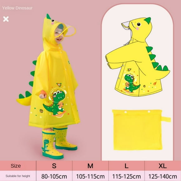 Typpkmm Childrens Jacket, Water-Resistant Outdoor Coat for Boys and Girls, Lightweight One Size, Dinosaurio amarillo