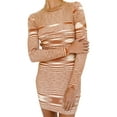 thumbnail image 3 of ITFABS Women's Long Sleeve Round Neck Abstract Print Knit Bodycon Mini Dress, 3 of 9