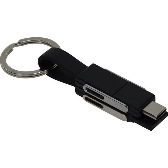 HILLMAN PVC Black/Silver Split Charger Cable Keychain