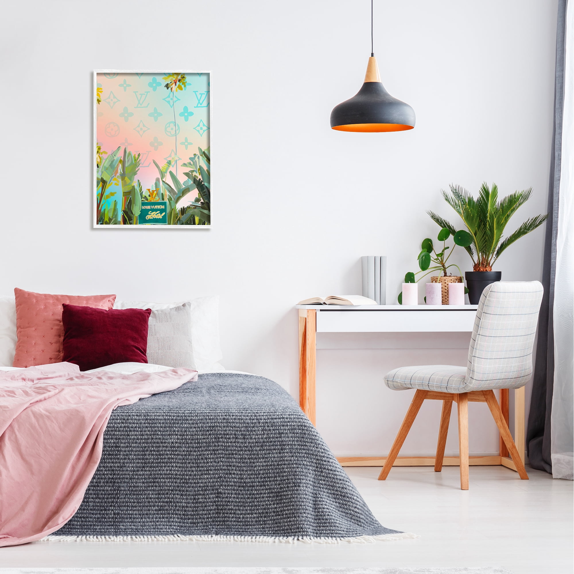 Stupell Industries Tropical Glam Hotel Nature Painting White Framed Art Print Wall Art, 24 x 30