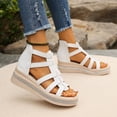 thumbnail image 6 of Yuanlong Women's Gladiator Sandals Platform Wedge Sandals Open Toe Back Zipper Solid Color Stylish Holiday Shoes, 6 of 7