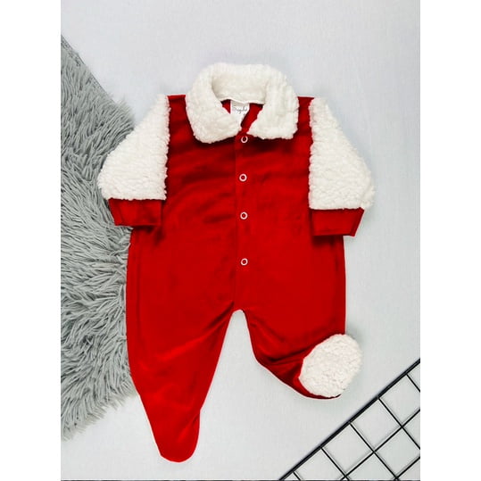 Mono de Bebé de Felpa con Cuello y Mangas de Piel de Oveja - (S/M/L) zhangyuxiang unisex