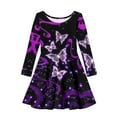 thumbnail image 4 of Suhoaziia Black Midi Dresses for Tiddkers Girls with Designs Size 15-16 Purple Star Butterfly Graphic Skater Skirt Corset A-Line Jumpskirt Trendy Home Party Playwear with Sleeves, 4 of 7