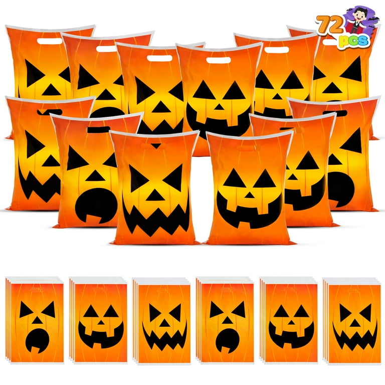 Blosssound 72 Pcs Halloween Drawstring Treat Bags - Black Neon Candy Goodie Bags