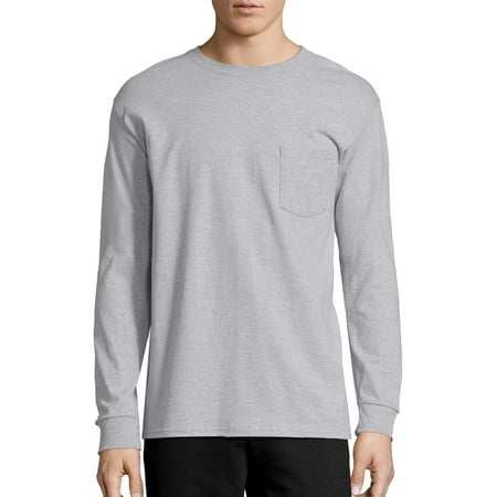 Hanes Men's Tagless Cotton Long Sleeve Pocket