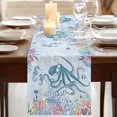 thumbnail image 3 of Table Runners 108 Inches Long Dress Scarves, Blue Jellyfish Octopus Farmhouse Coffee/Dining/Kitchen Table Runner for Living Room, Beach Nautical Ocean Coral Seahorse 13x108 Inch, 3 of 9