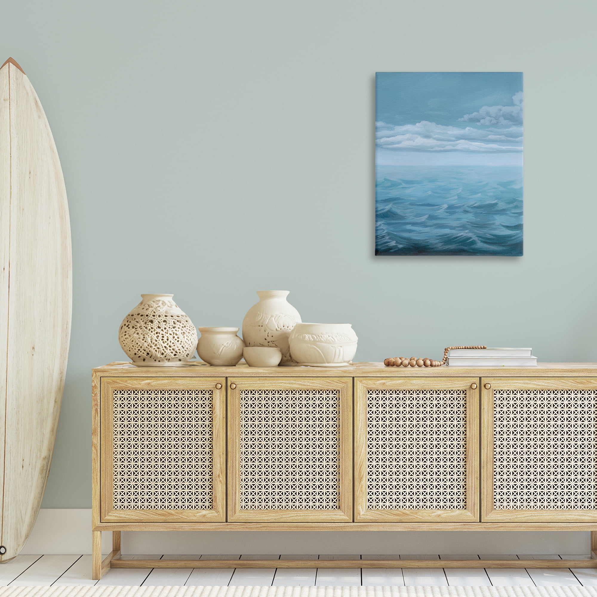 Stupell Industries Clouds over Sea Waves Nautical & Beach Painting Wrapped Canvas Art Print Wall Art, 24 x 30