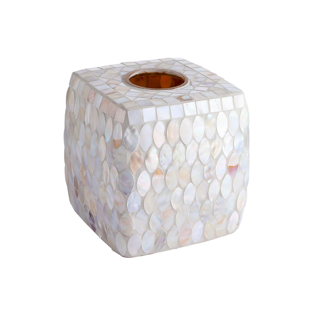 Mosaic Glass Tissue Holder Decorative Tissue Cover Square Box (Shell