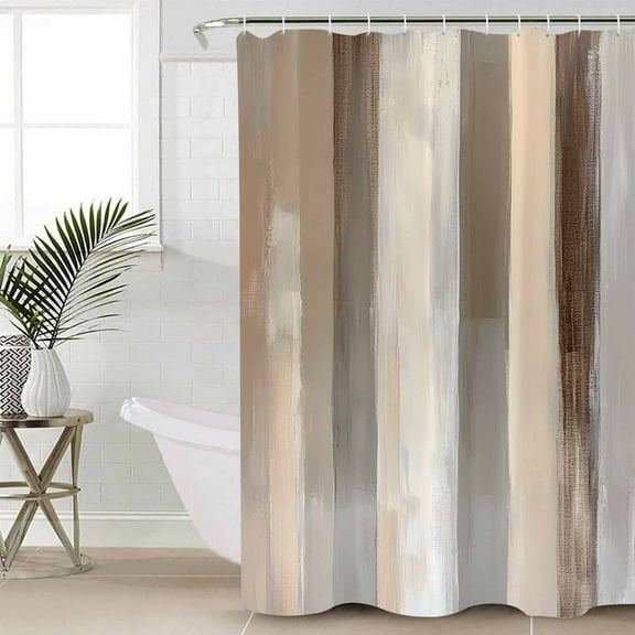 Brown Grey Waterproof Fabric Shower Curtain, Abstract Neutral Textured Modern Minimalist Shower Curtain for Bathroom Curtains Bathtubs Hotel Washable Shower Curtains with 12 Hooks Small 36x78in