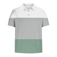 thumbnail image 4 of yillto Mens Fashion Golf Shirts Short Sleeve Buttons Neck Color Block Shirt Basic Summer Shirts for Men, 4 of 5