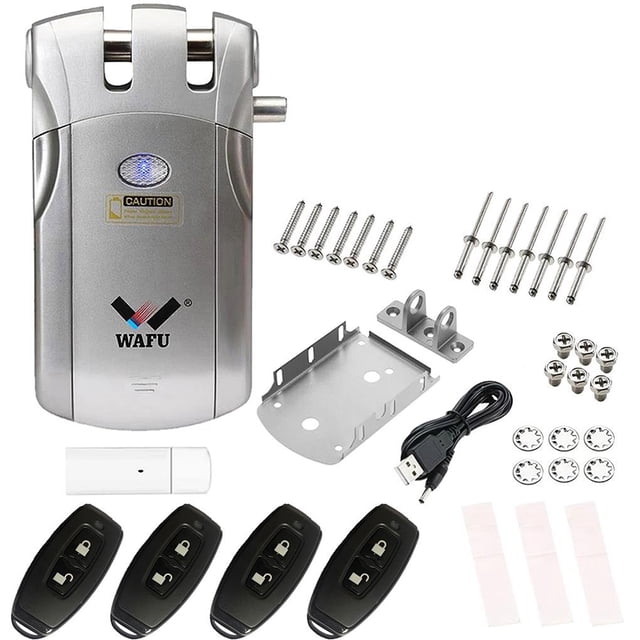 Cerradura De Puerta Con Control Remoto Sin Ojo De Cerradura Cerradura De Puerta Eléctrica Bluetooth Cerradura De Seguridad Sin Llave Antirrobo Con 4 Controles Remotos Para Tuya App Home Office Inevent EL013880-01