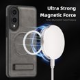 thumbnail image 4 of Magnetic for Samsung Galaxy S25 Edge PU Leather Case, Compatible with Magsafe, Built-in Invisible Stand, Premium Ultra Slim Adjustable Kickstand Protective Phone Case for Galaxy S25 Edge, Gray, 4 of 8