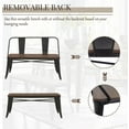 thumbnail image 6 of Erinnyees 42in Dining Bench, Entryway Bench with Back, Farmhouse Metal Dining Bench, Industrial Mid-Century 3 Person Rustic Spindle Bench, with Wood Seat, Removable Backrest, 6 of 7