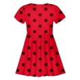 thumbnail image 4 of Robes pour Filles, Robe d'Été à Pois, Slim, Douce, Respirante, Manches Courtes, Décontractée, Rouge, 6 Ans-7 Ans, 4 of 5
