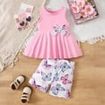 thumbnail image 5 of UAYOTSE Toddler Girl Clothes 2 Piece Bowknot Sleeveless Top Dress And Leggings Shorts Set Kids Summer Outfits,Sizes 2-3 Years, 5 of 9