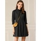 thumbnail image 2 of Vestido camisero informal Allegra K con pliegues manga 3/4 botones Negro S, 2 of 6
