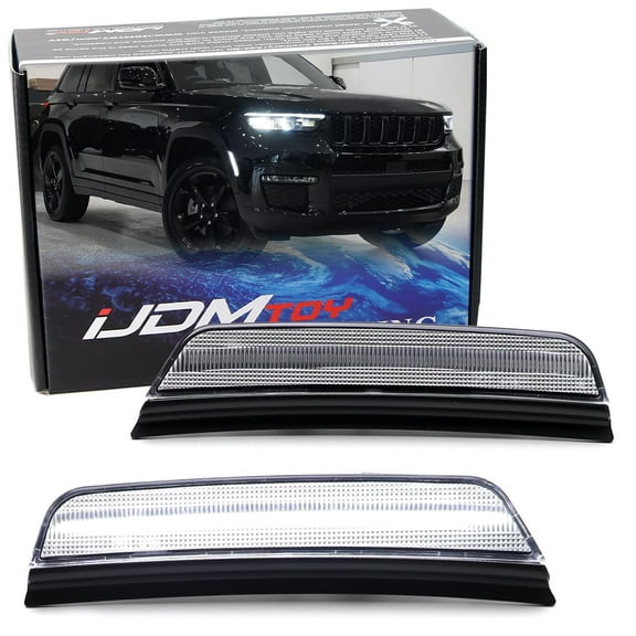 Semi-Clear Lens 36-SMD White Full LED Front Bumper Side Marker Light Kit For Jeep 2021-up Grand Cherokee, Replace OEM Amber Front Sidemarkers