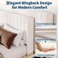 thumbnail image 2 of EastVita Queen White Velvet Bed Frame Vertical Channel Tufted Wingback Headboard Upholstered Platform Bed Wood Slats No Box Spring Needed Easy Assembly, 2 of 8
