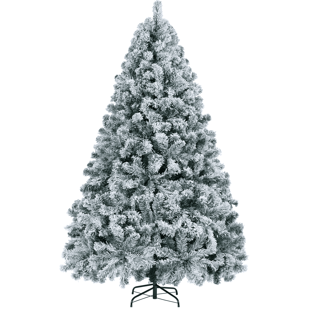 Alden Design 6Ft Pre-lit Flocked Artificial Christmas Tree with Foldable Stand, Green