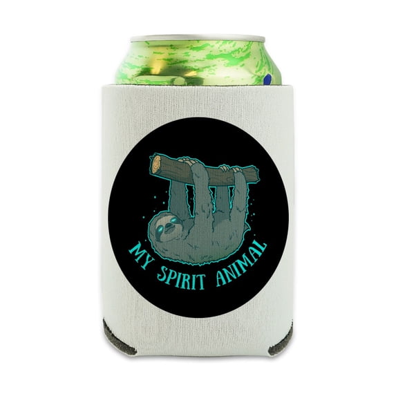 My Spirit Animal is a Sloth Can Cooler - Drink Sleeve Hugger Collapsible Insulator - Beverage Insulated Holder