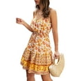 thumbnail image 3 of MYLookk Women Summer Sundress Boho Floral Print Beach Party Mini Dress, 3 of 4