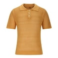 thumbnail image 2 of Men's Polo Shirts Breathable Hollow Out Knitted Tops Textured Slim Fit Short Sleeve Pullover Casual Golf Shirts, 2 of 4