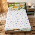 thumbnail image 4 of Erosebridal Woodland Camping Zipper Twin Comforter Sets with Fitted Sheet and 2 Pillowcases for Boys Girls, Forest Animal Zipper Bedding Set, Green Orange, Stars Reversible, 4pcs, 4 of 7