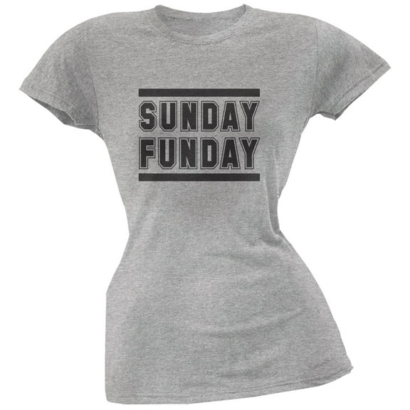 Sunday Funday Heather Grey Soft Juniors T-Shirt - Small