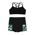 thumbnail image 4 of Alvivi Girls Swimsuit Two Piece Tankini Bathing Suits Crop Top with Boyshort Set Black 12, 4 of 7