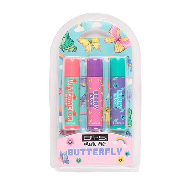 Bálsamo labial BYS Mini Me butterfly watermelon, berry y candy 3 pzas