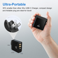 thumbnail image 4 of USB Wall Charger 30W, Aiminu Fast Charger with 3-Port (PD+USB A) Foldable USB C Phone Charger for iPhone 14 13 12,Samsung Galaxy, iPad Pro, 4 of 6