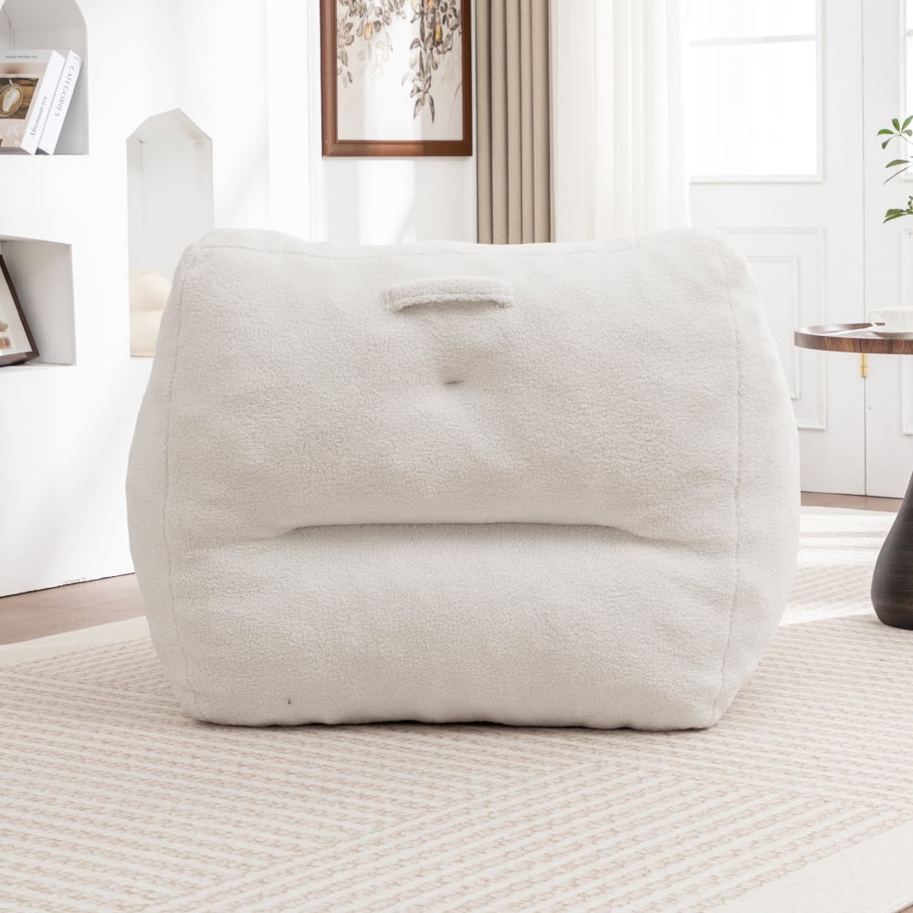 AUU Bean Bag Chair with Armrests, High-Density Foam Stuffed Lazy Sofa for Adults, Comfy Teddy BeanBag Chair for Living Room or Bedroom Reading