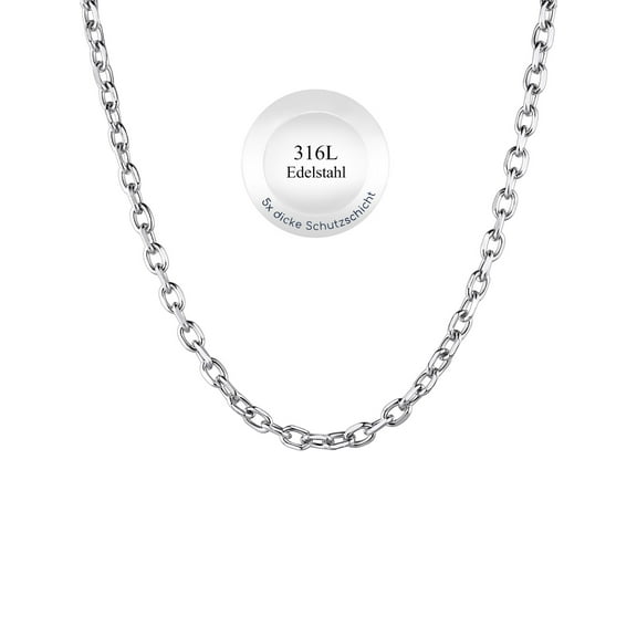 ChainsHouse Silver Chain Necklace for Men Women Rolo Stainless Steel 3mm Mens Necklaces Trendy Jewelry Birthday Christmas Holiday Gifts, 18inch