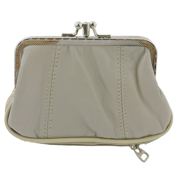 Silver Fever Leather Coin Purse with Kisslock Closure - Gift Box