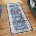 thumbnail image 5 of Crystal Print Cullen Traditional Oriental Blue Tan Non-Slip Washable Indoor Area Rug, 2x6 Runner, 5 of 8