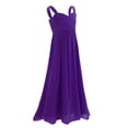 thumbnail image 3 of YEAHDOR Kids Girls Chiffon High Waist Pleated Wedding Bridesmaid Dress Pageant Birthday Party Maxi Gown Purple 16, 3 of 6