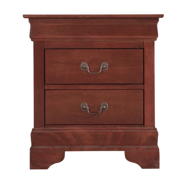Louis Philippe 2-Drawer Cherry Nightstand (24 in. H X 22 in. W X 16 in. D)
